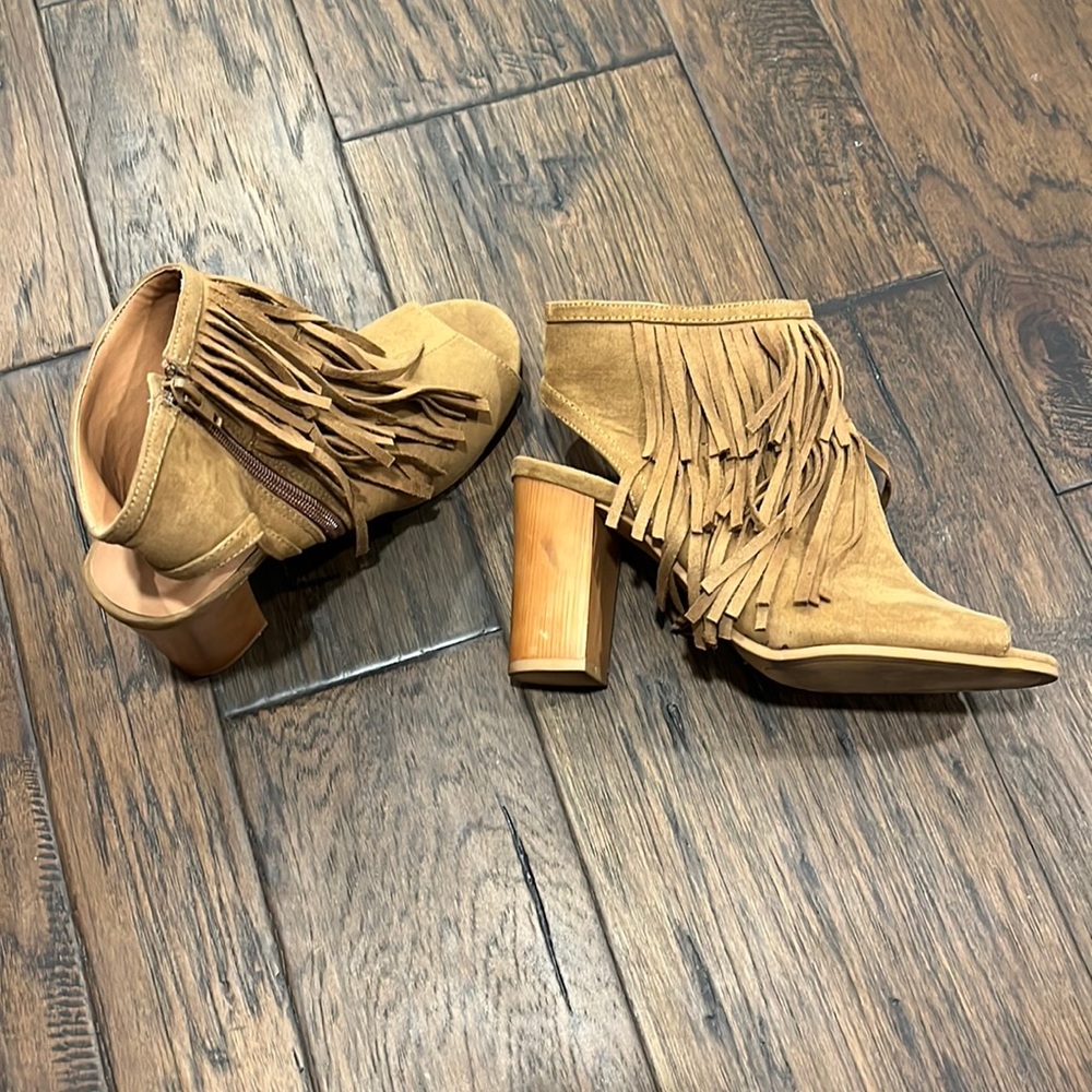 Brownish Tan Fringe Booties